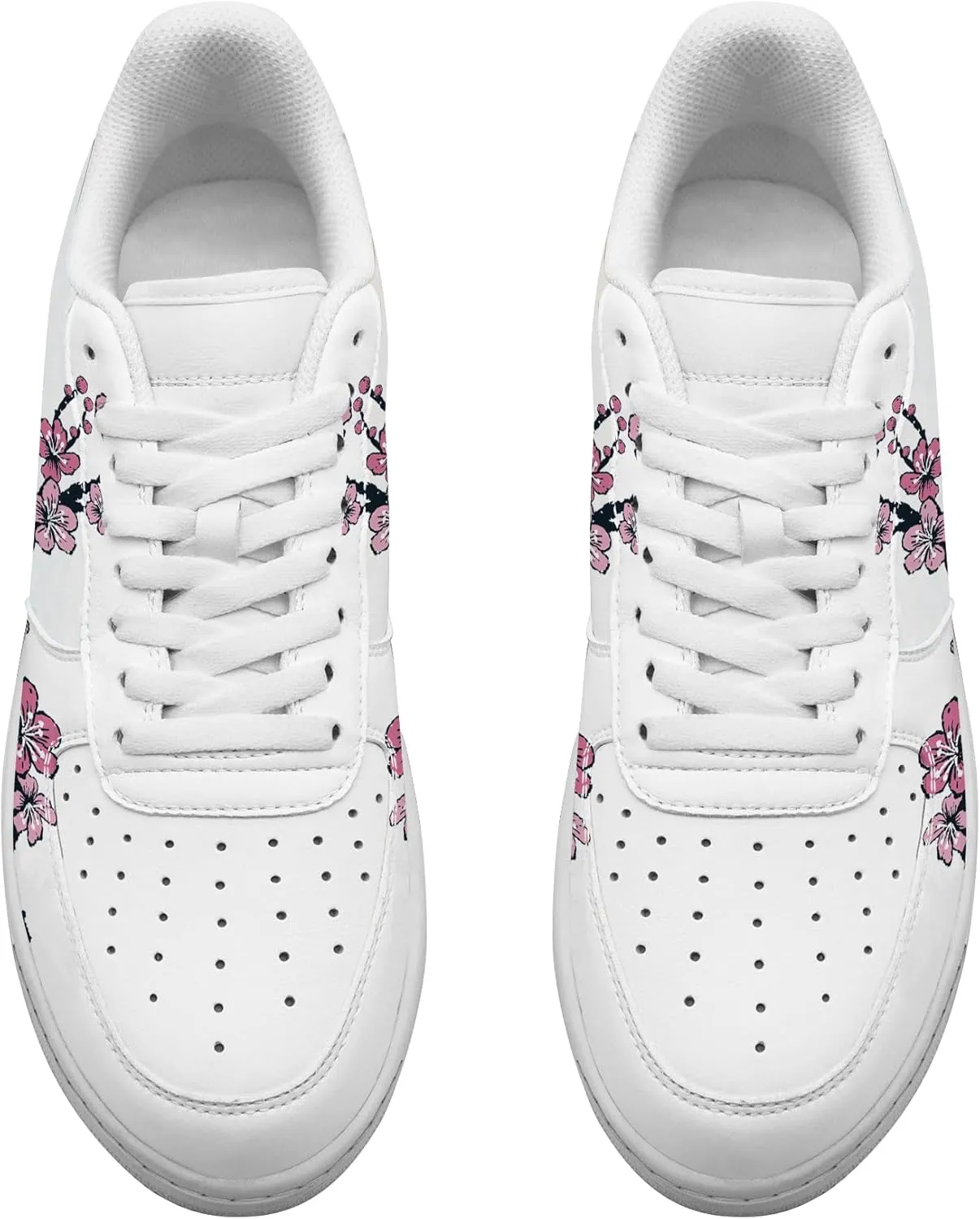 Your Name Here! - Custom Name Low-Top Sneakers Personalized Plum Blossom Cherry Blossom Basketball Shoe Breathable Casual Shoes for Women 01